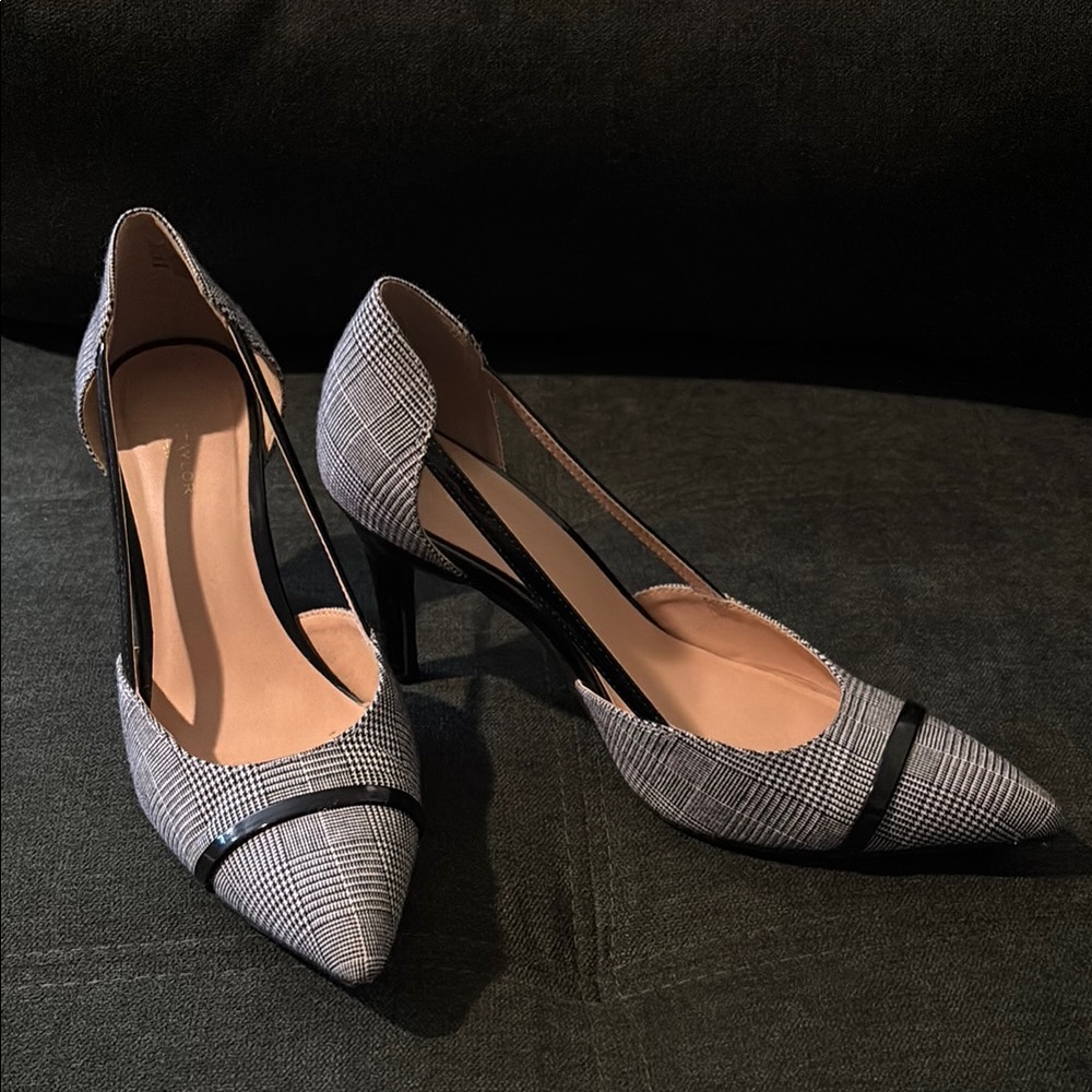 Ann Taylor Factory Plaid Heels with Black Accents